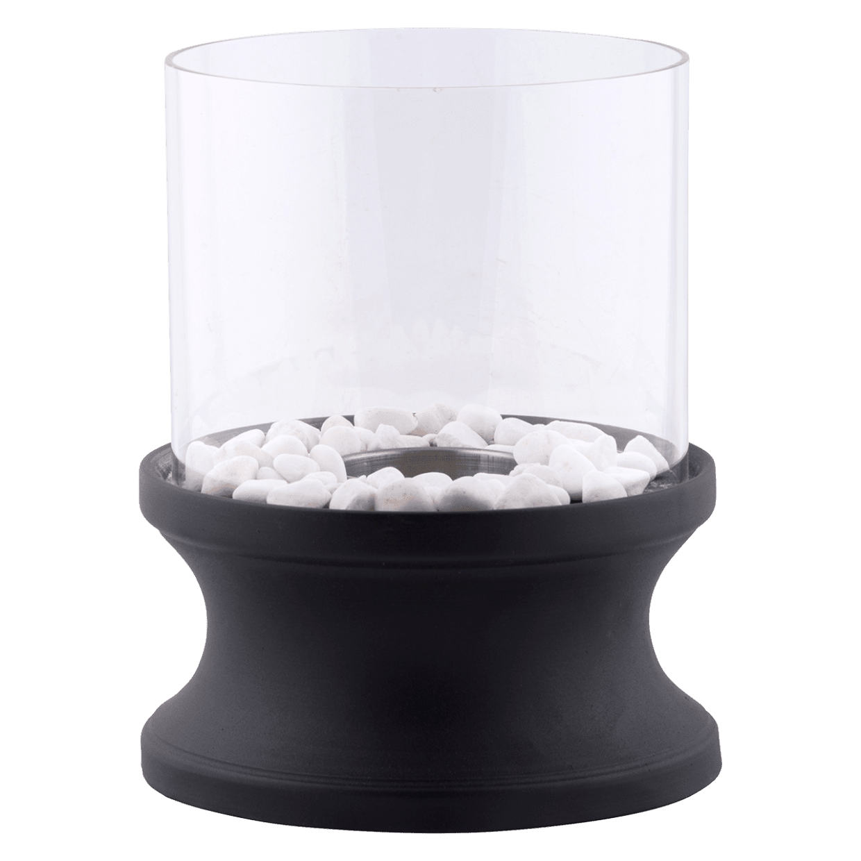 Bioetanol XL eldstad svart rund 20cm glas 30cm hög + sten dekoration